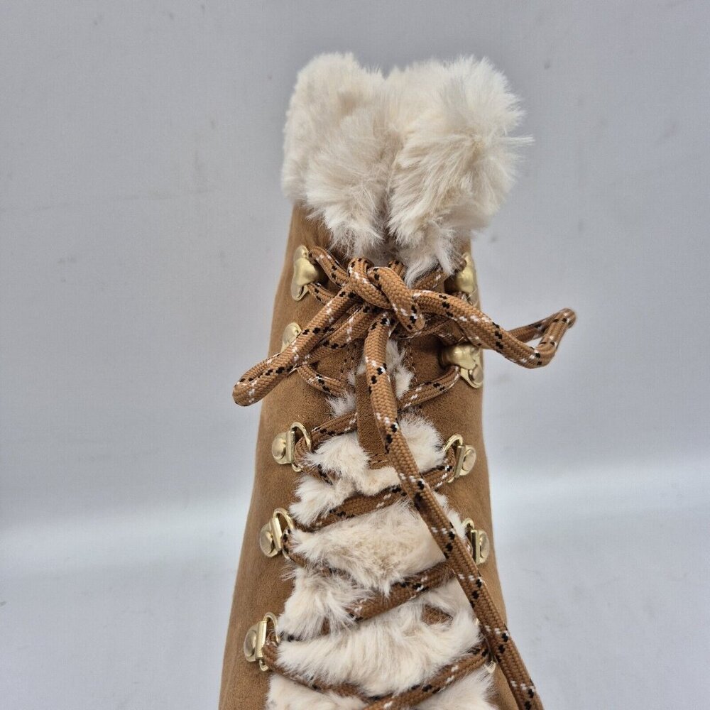 J. Crew Women's Faux Fur Winter Hiking Boots Size 10.5 Chestnut Brown - Picture 7 of 11